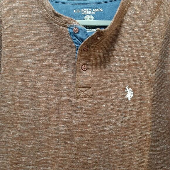 U.S. Polo Assn Sweatshirt Ribbed Brown Quarter button down Men XXL - Picture 2 of 14